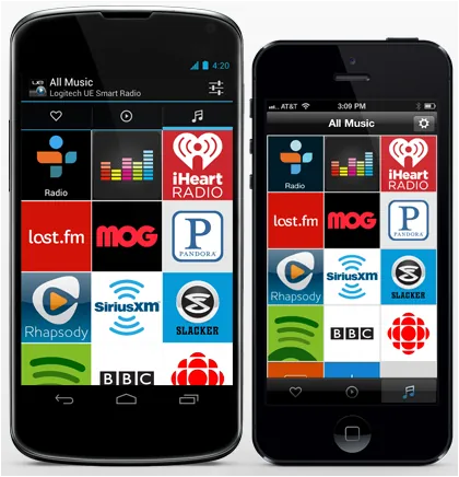 Logitech UE Smart Radio All Music screen on Android and iPhone